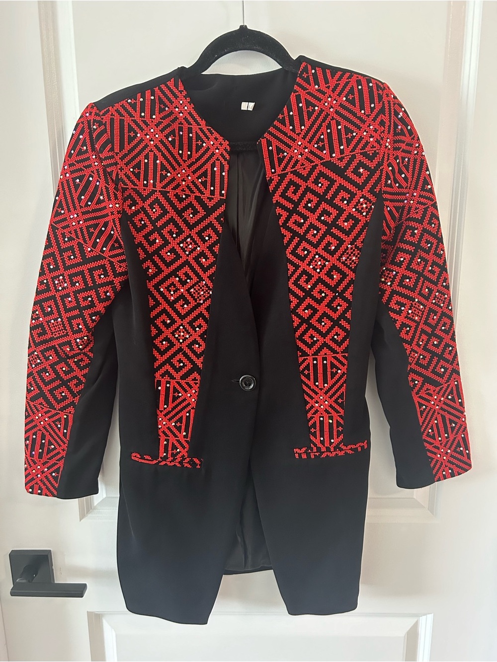 Embroidered Palestinian Jacket with Rhinestones - Picture 5 of 7